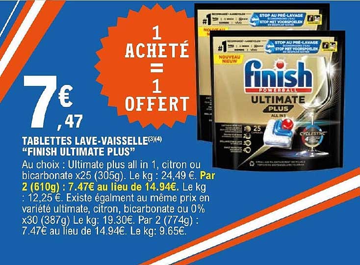 tablettes lave-vaisselle "finish ultimate plus"