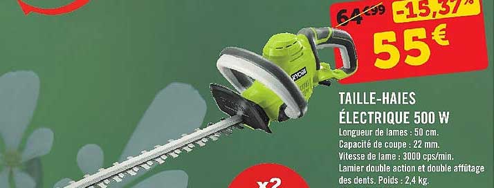 taille-haies électrique 500w ryobi