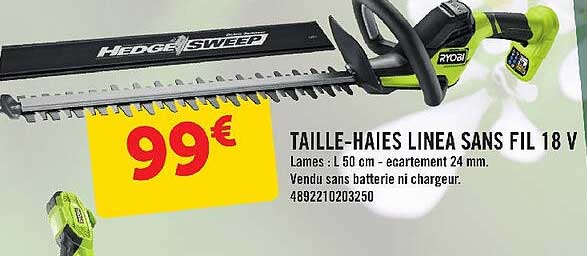 taille-haies linea sans fil 18v ryobi