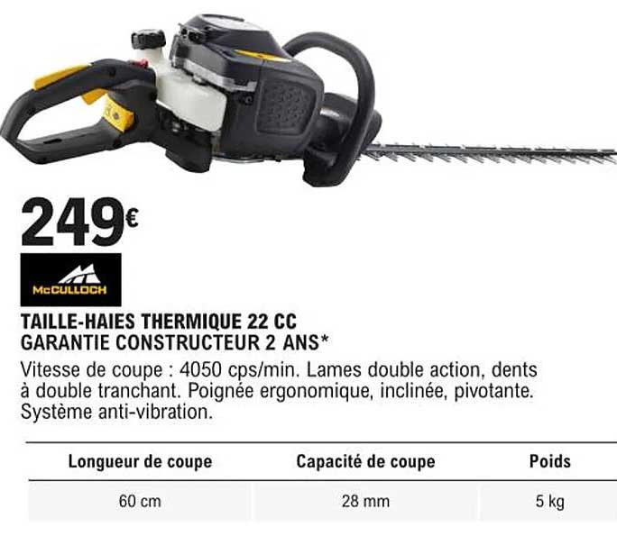 taille-haies thermique 22 cc mcculloch