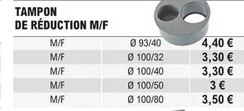 tampon de réduction m/f