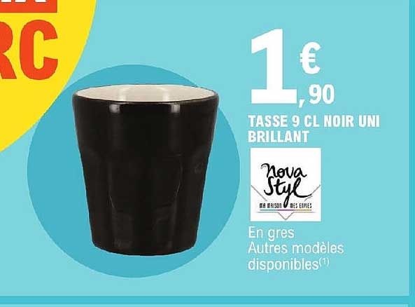 tasse 9 cl noir uni brillant