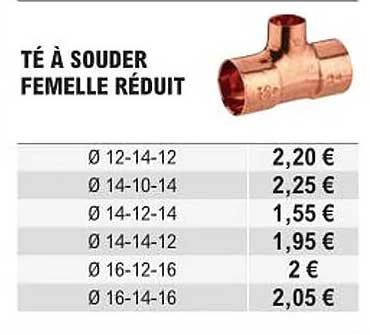 té à souder femelle réduit