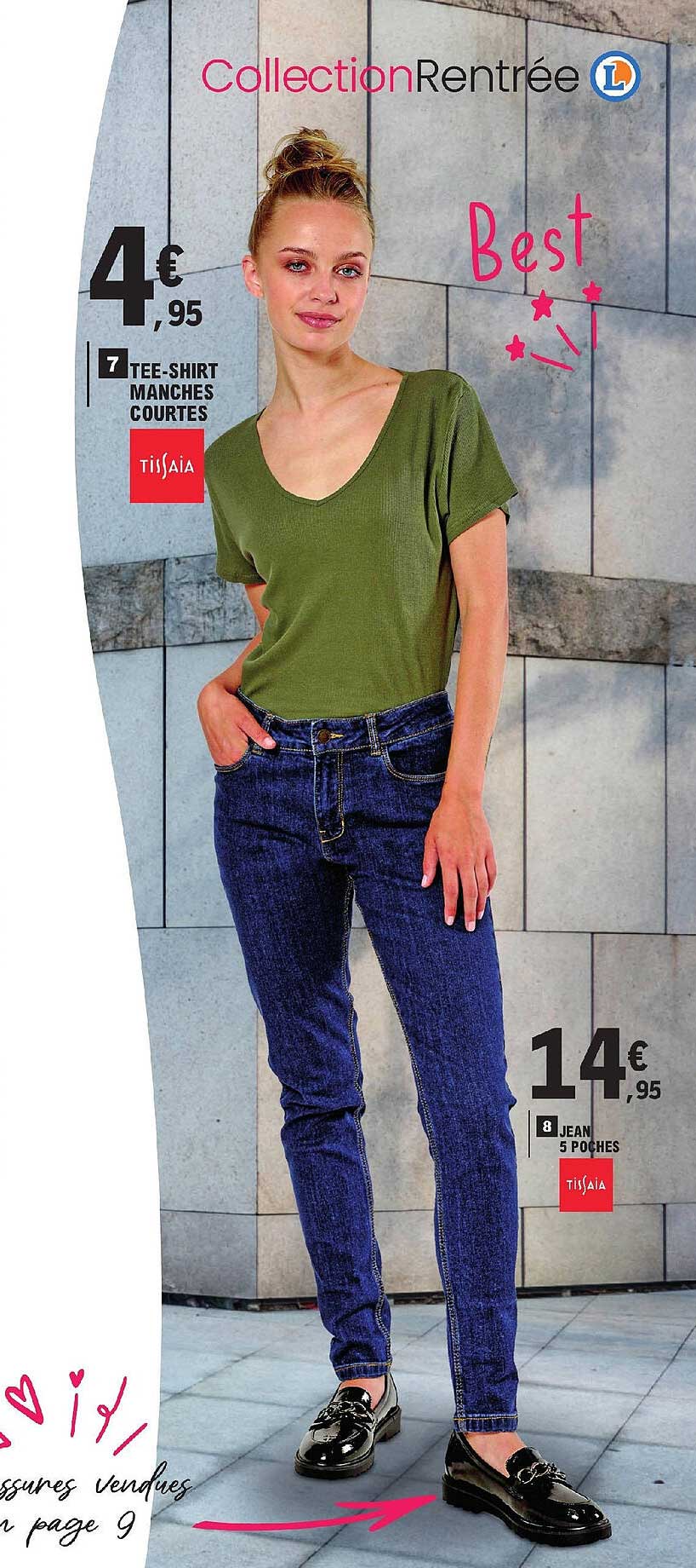 tee-shirt manches courtes tissaia, jean 5 poches tissaia