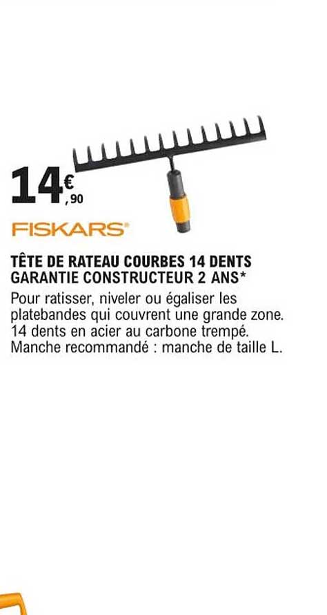 Tête De Râteau Courbes 14 Dents Fiskars