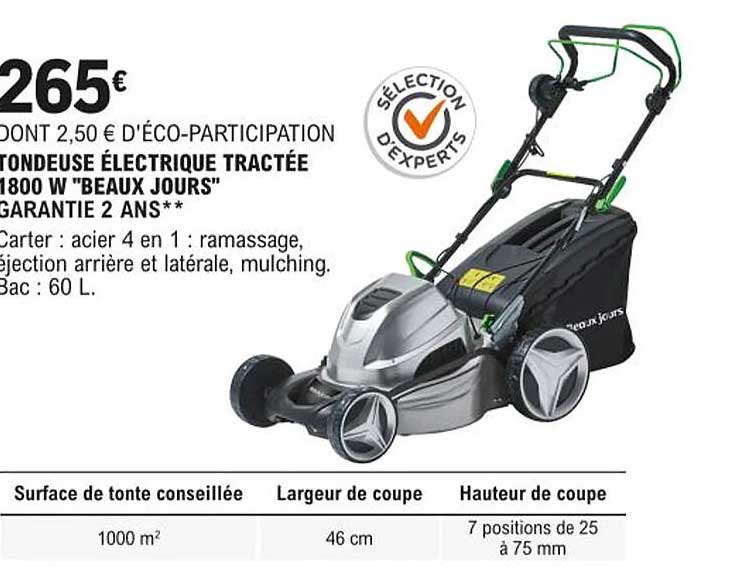 tondeuse électrique tractée 1800 w "beaux jours"
