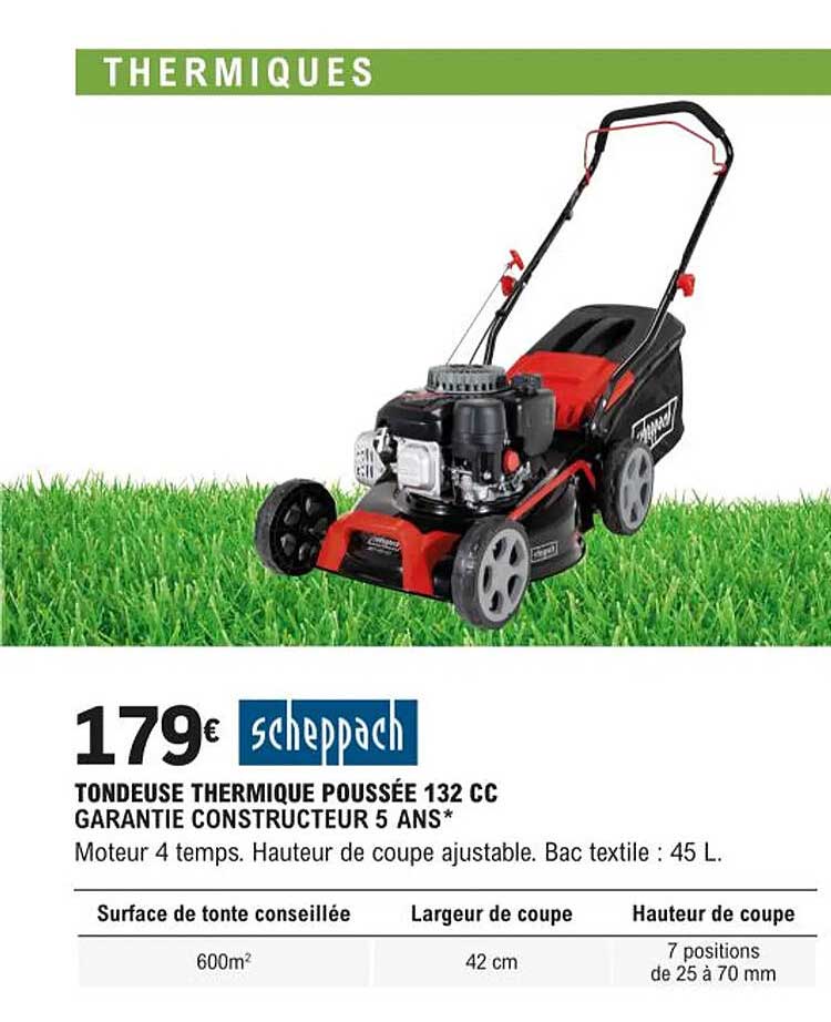 tondeuse thermique poussée 132 cc scheppach
