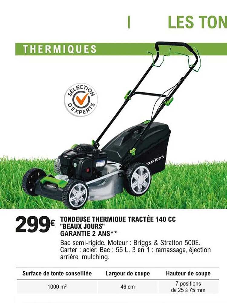 tondeuse thermique tractée 140 cc "beaux jours"