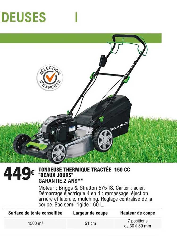 tondeuse thermique tractée 150 cc "beaux jours"