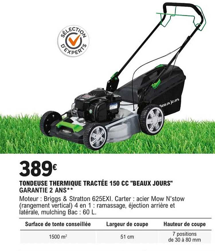 tondeuse thermique tractée 150 cc "beaux jours"