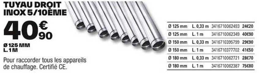tuyau droit inox 5:10e
