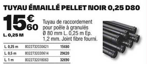 tuyau émaillé pellet noir 0,25 d80