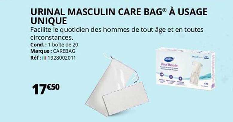 urinal masculin care bag à usage unique