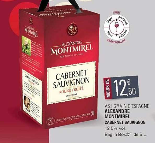 v.s.i.g. vin d'espagne alexandre montmirel cabernet sauvignon
