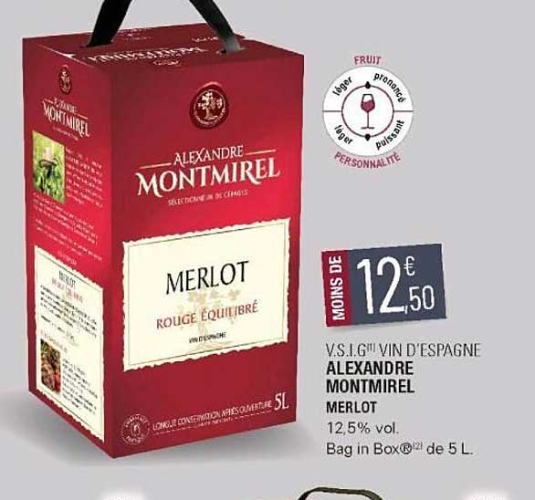 v.s.i.g. vin d'espagne alexandre montmirel merlot