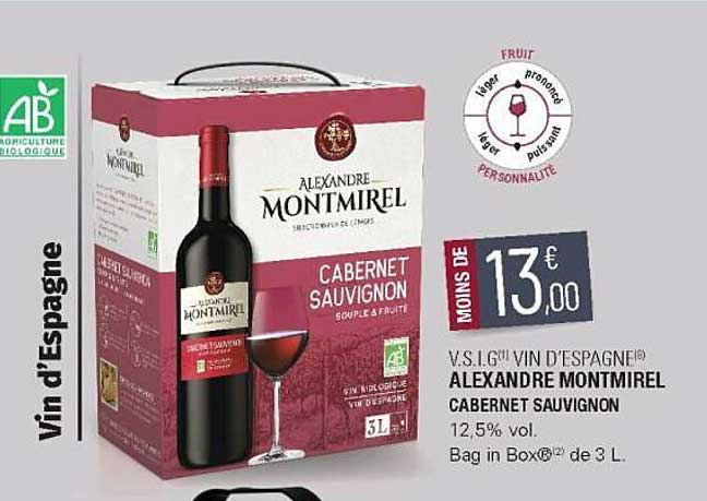 v.s.i.g. vin d'espagne alexcandre montmirel cabernet sauvignon