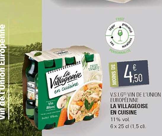 v.s.i.g. vin de l'union européenne la villageoise en cuisine