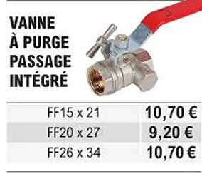 vanne à purge passage intégré