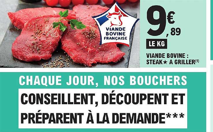 viande bovine : steak*à griller