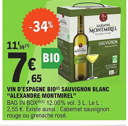 vin d'espagne bio sauvignon blanc "alexandre montmirel"