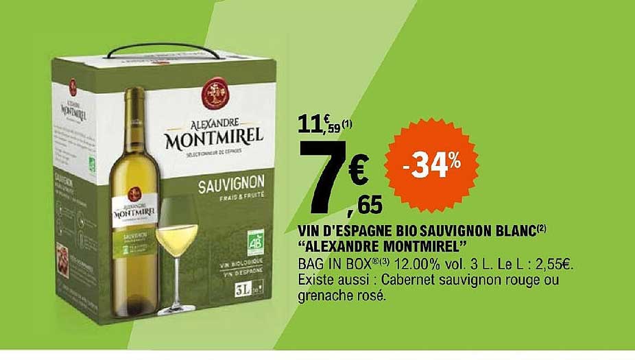 vin d'espagne bio sauvignon blanc "alexandre montmirel"