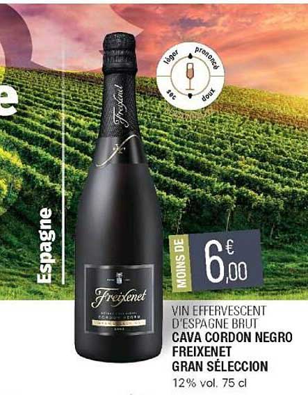 vin effervescent d'espagne brut cava cordon negro freixenet gran séleccion