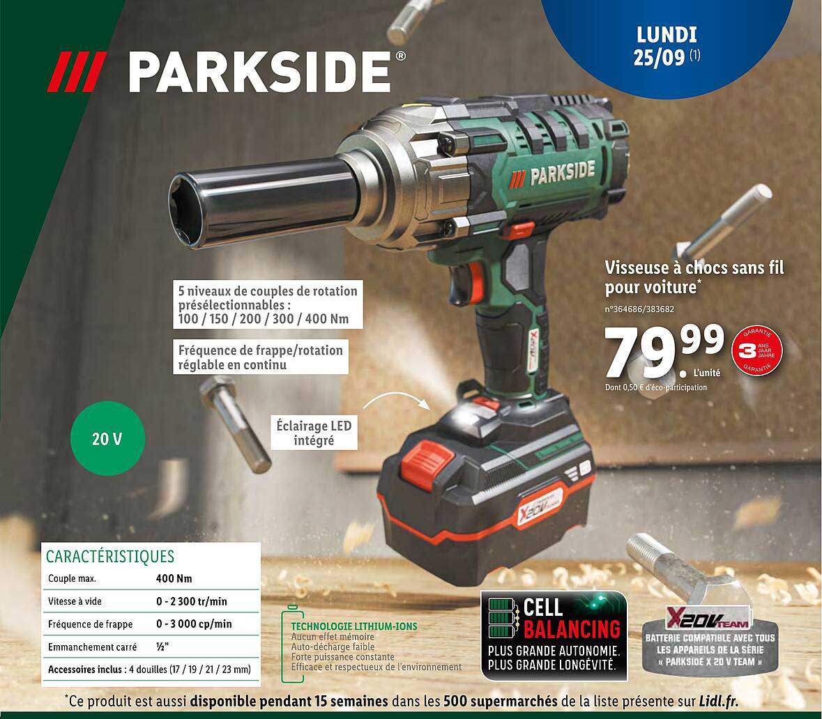 visseuse à chocs sans fil pour voiture parkside