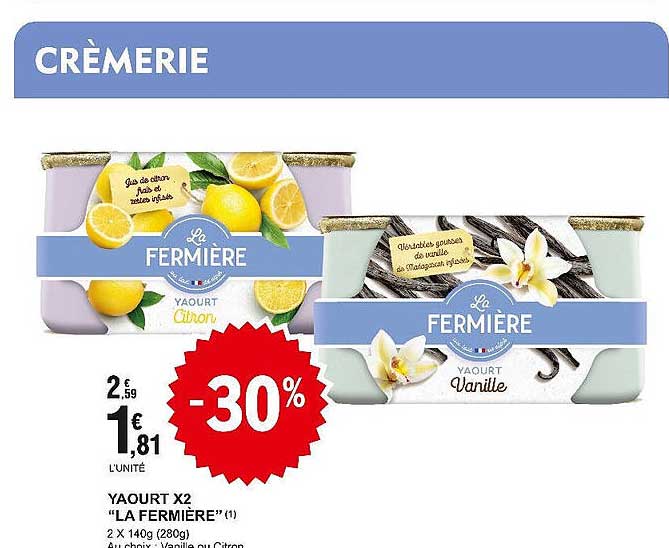 Yaourt X 2 "la Fermière"