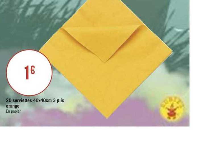 20 serviettes 40x40 cm 3 plis orange
