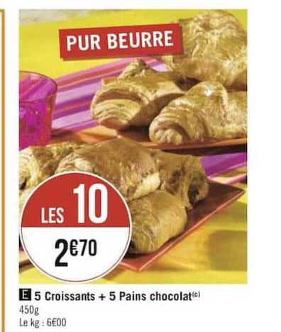 5 Croissants + 5 Pains Chocolat