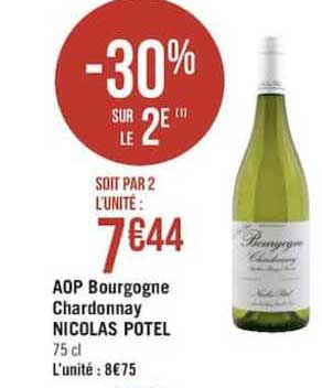aop bourgogne chardonnay nicolas potel -30% sur le 2e