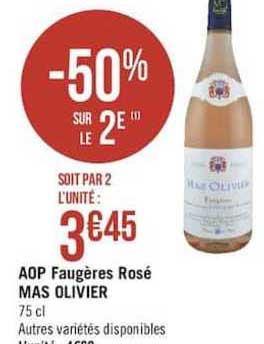 aop faugères rosé mas olivier -50% sur le 2e