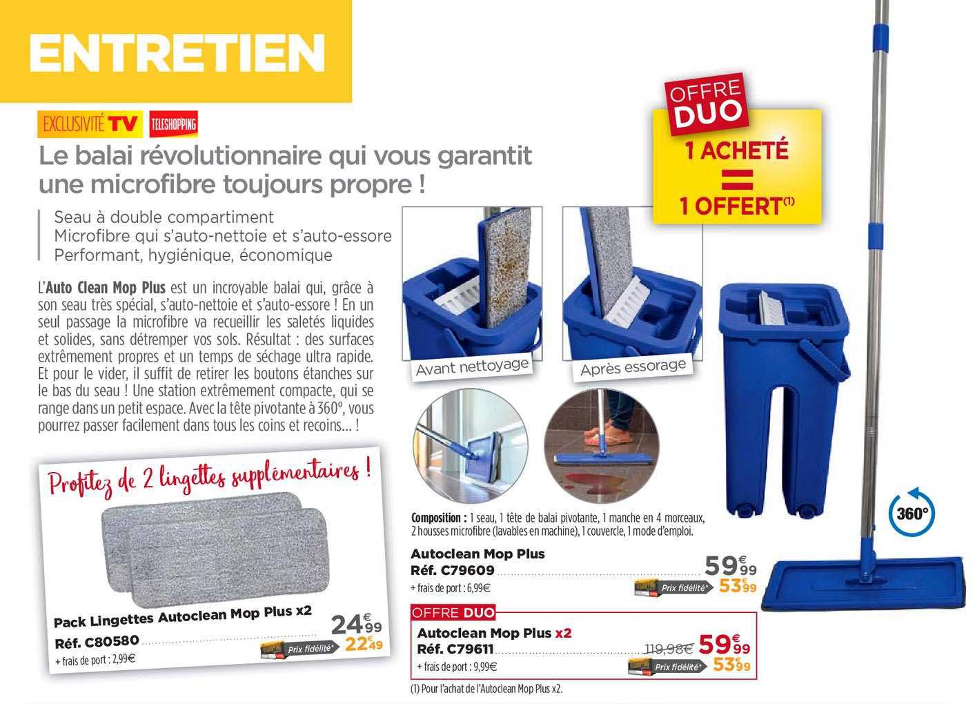 autoclean mop plus 1 acheté = 1 offert