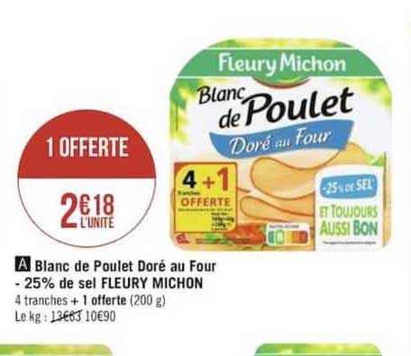 blanc de poulet doré au four moins 25% de sel fleury michon