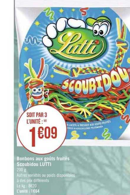 bonbons aux goûts fruités scoubidou lutti