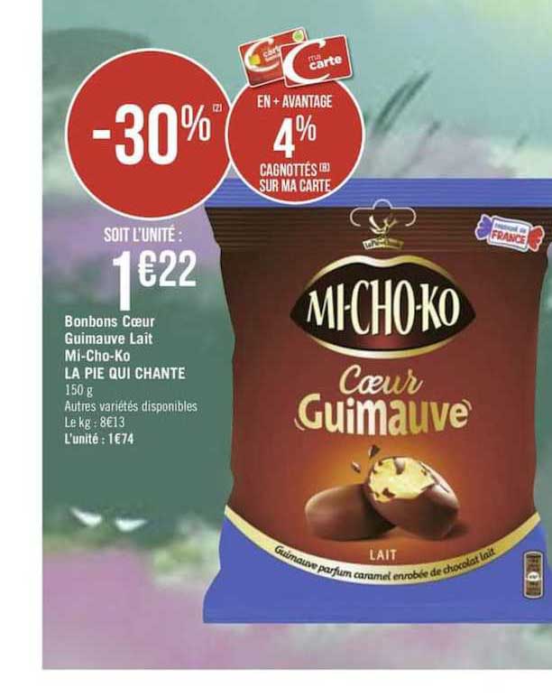 bonbons cœur guimauve lait mi cho ko la pie qui chante