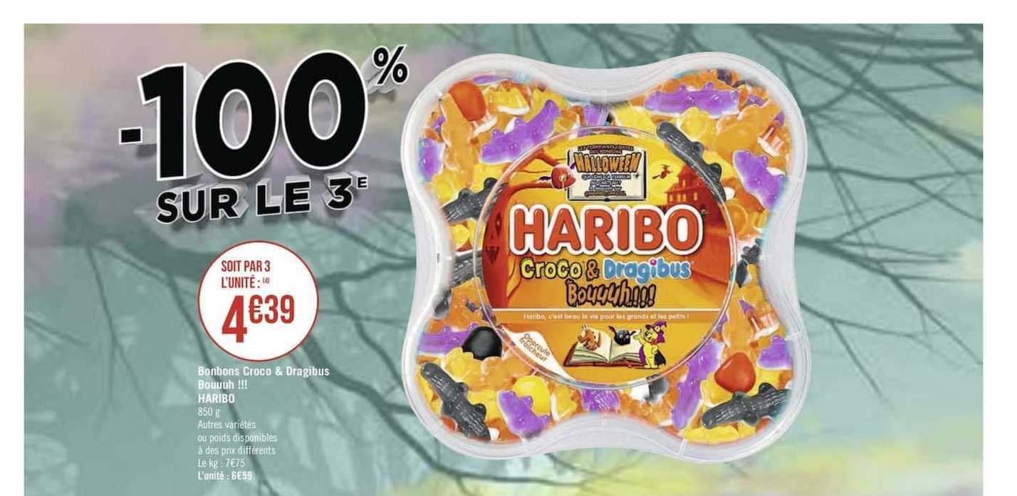 bonbons croco & dragibus bouuu !!! haribo -100% sur le 3ème