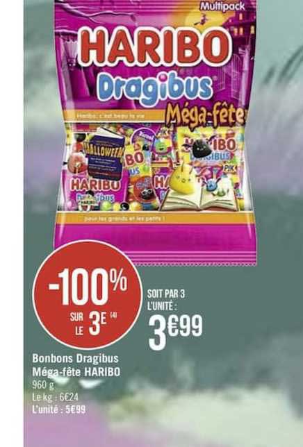 Bonbons Dragibus Méga Fête Haribo -100% Sur Le 3ème