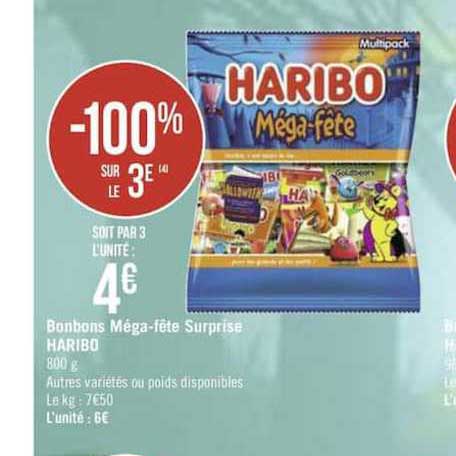 Bonbons Méga Fête Surprise Haribo -100% Sur Le 3e