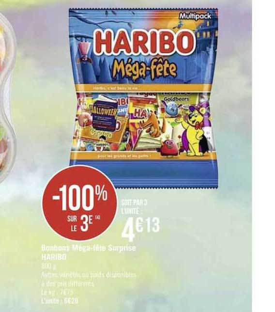 bonbons méga fête surprise haribo -100% sur le 3ème