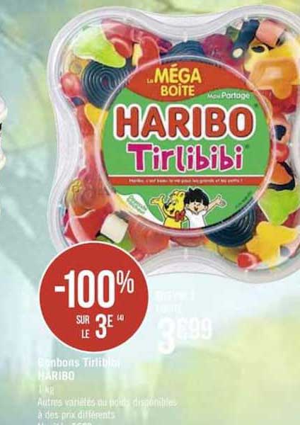 bonbons tirlibibi haribo -100% sur le 3ème