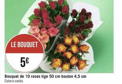 bouquet de 10 roses tige 50 cm bouton 4.5 cm