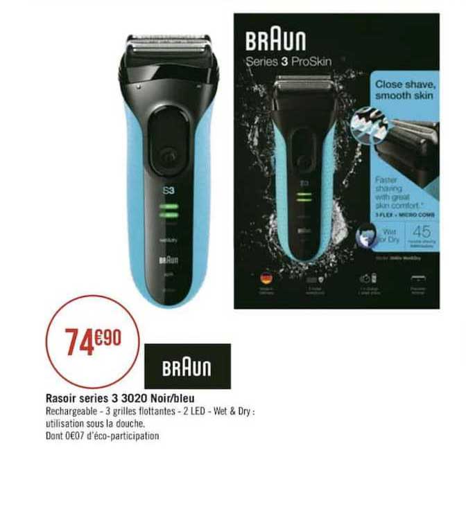 braun rasoir series 3 3020 noir bleu