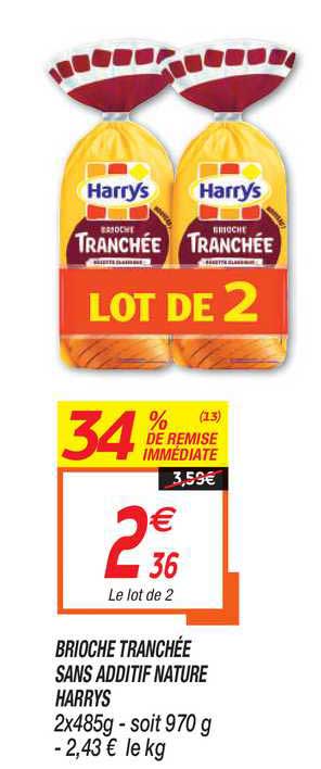 brioche tranchée sans additif nature harrys 34% de remise immédiate