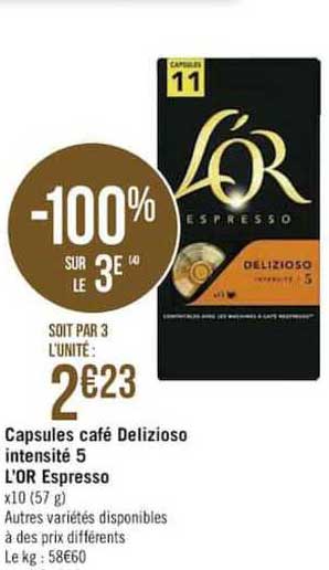 capsules café delizioso entensité 5 l'or espresso -100% sur le 3ème