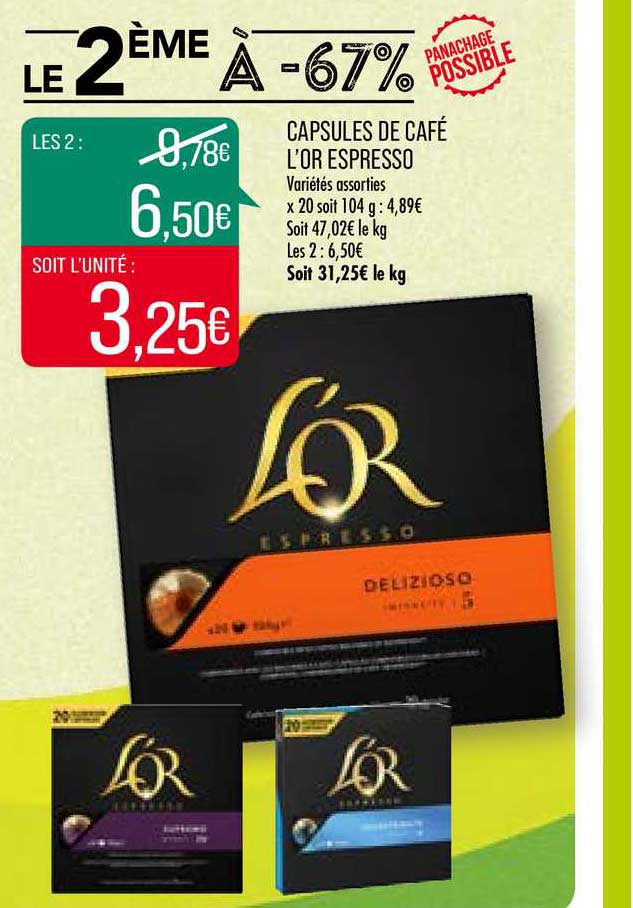 Capsules De Café L'or Espresso Le 2ème à -67%
