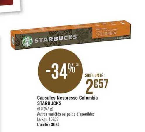 Capsules Nespresso Colombia Starbucks