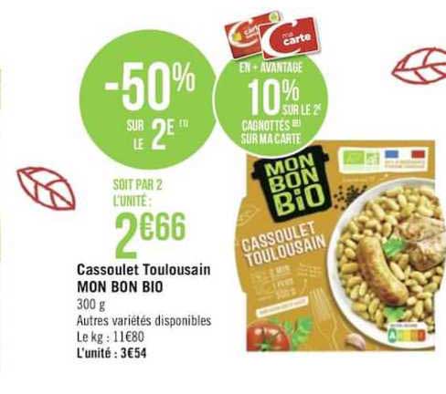 cassoulet toulousain mon bon bio -50% sur le 2e