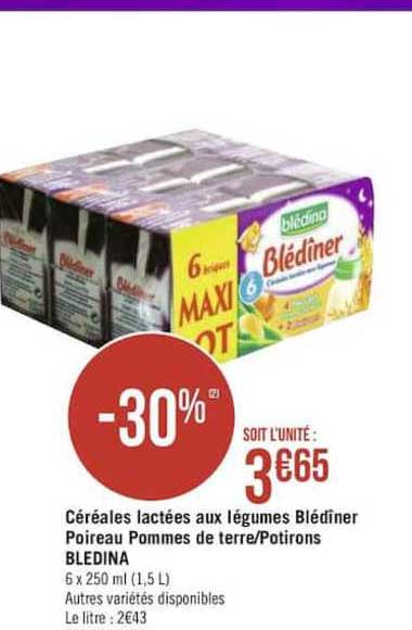 céréales lactées aux légumes blédîner poireau pomme de terre potirons bledina