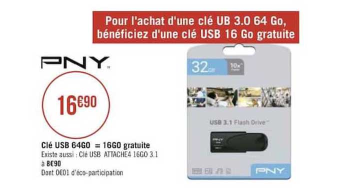 clé usb 64go = 16go gratuite